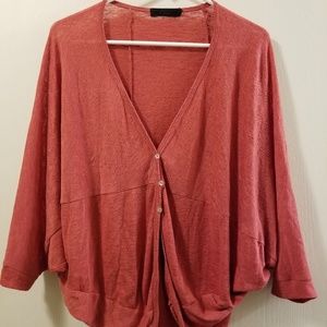 Reddish Pink Bat Wing Cardigan